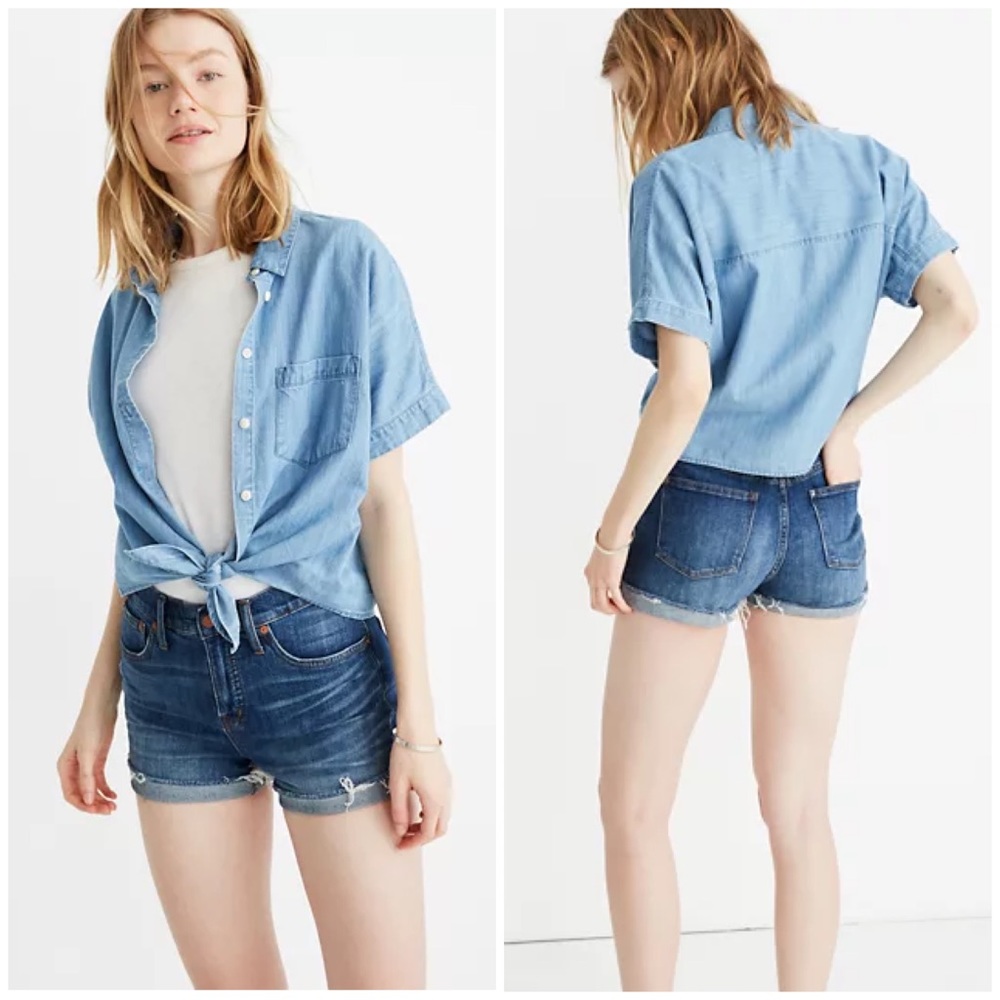MADEWELL High-Rise Denim Shorts in Glenoaks Wash